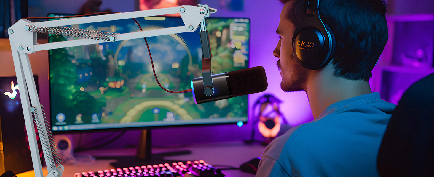 Мікрофон Maono BA20 з кріпленням-стійкою для подкастів, геймінгу та стрімінгу (білий)