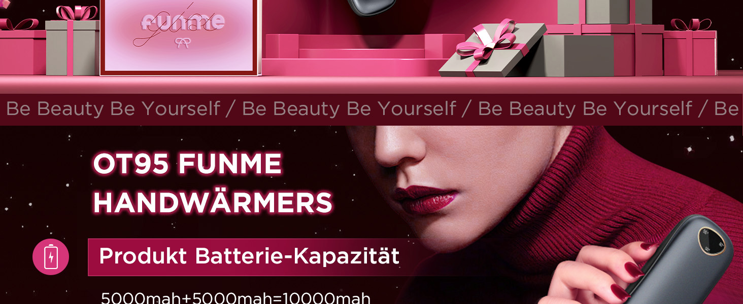 Електричні нагрівачі для рук Funme® 2 шт. 10000mAh Powerbank, USB, 60°C, для жінок, Outdoor, OT95 Waffengold