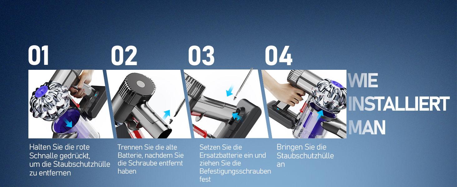 Акумулятор Keenstone V8 8000mAh для пилососа Dyson SV10 V8 (Absolute, Animal, Motorhead, Fluffy) + 3 фільтри
