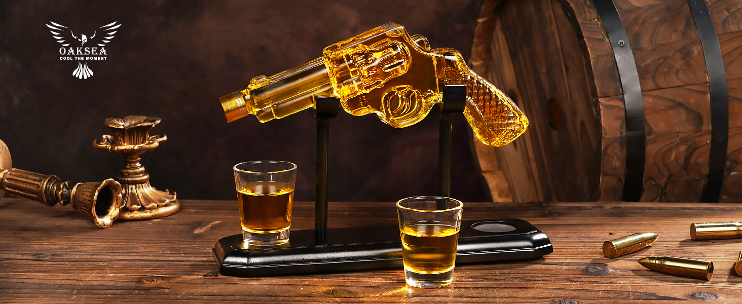 Набір віскі Oaksea: декантик та 2 келихи – ідеальний подарунок для чоловіків, батька, на Різдво, для любителів віскі