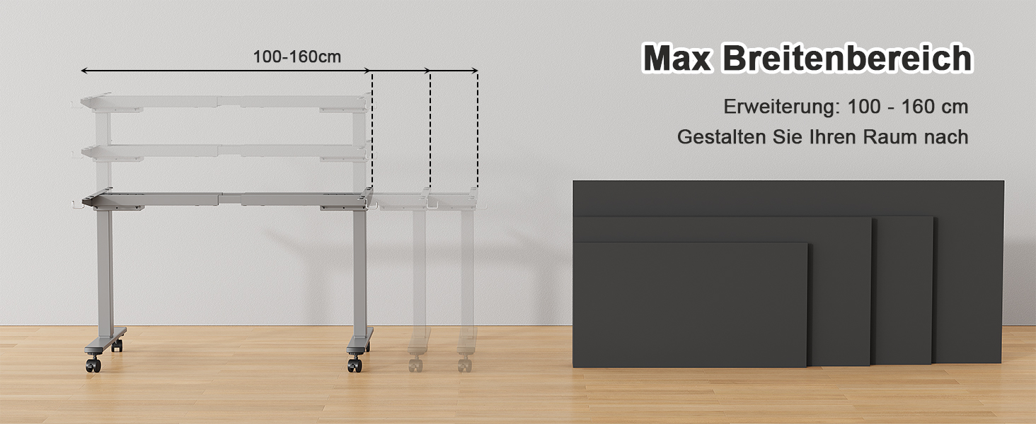 Регульований стіл JUMMICO з міцним металевим каркасом та 2 моторами, 3 пам'яті, для стояння та сидіння (білий), 100 x 140 см, сірий