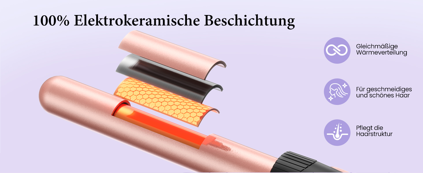 Набір для створення локонів BESTOPE PRO 5 в 1 з LED-дисплеєм: 3 насадки, регулювання температури, рукавичка, кліпси, рожеве золото