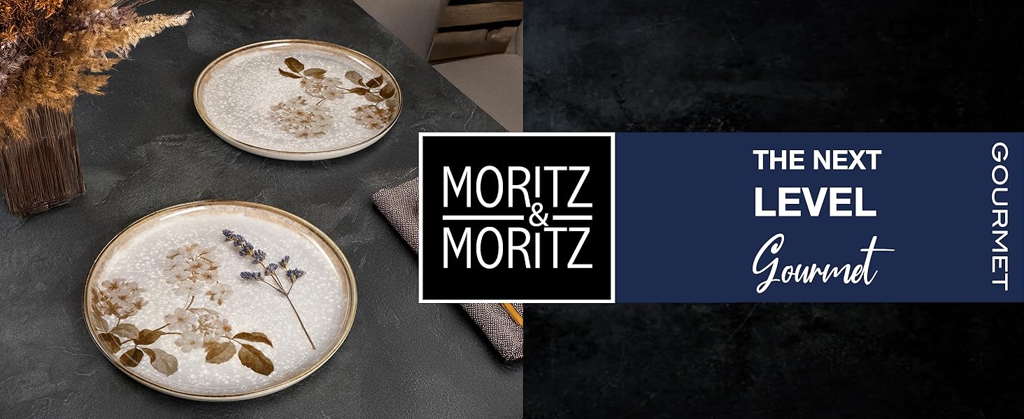 Набір посуду Moritz & Moritz BLOSSOM 24 предмети на 6 осіб - сучасний керамічний сервіс з квітковим дизайном, тарілки, чашки, миски