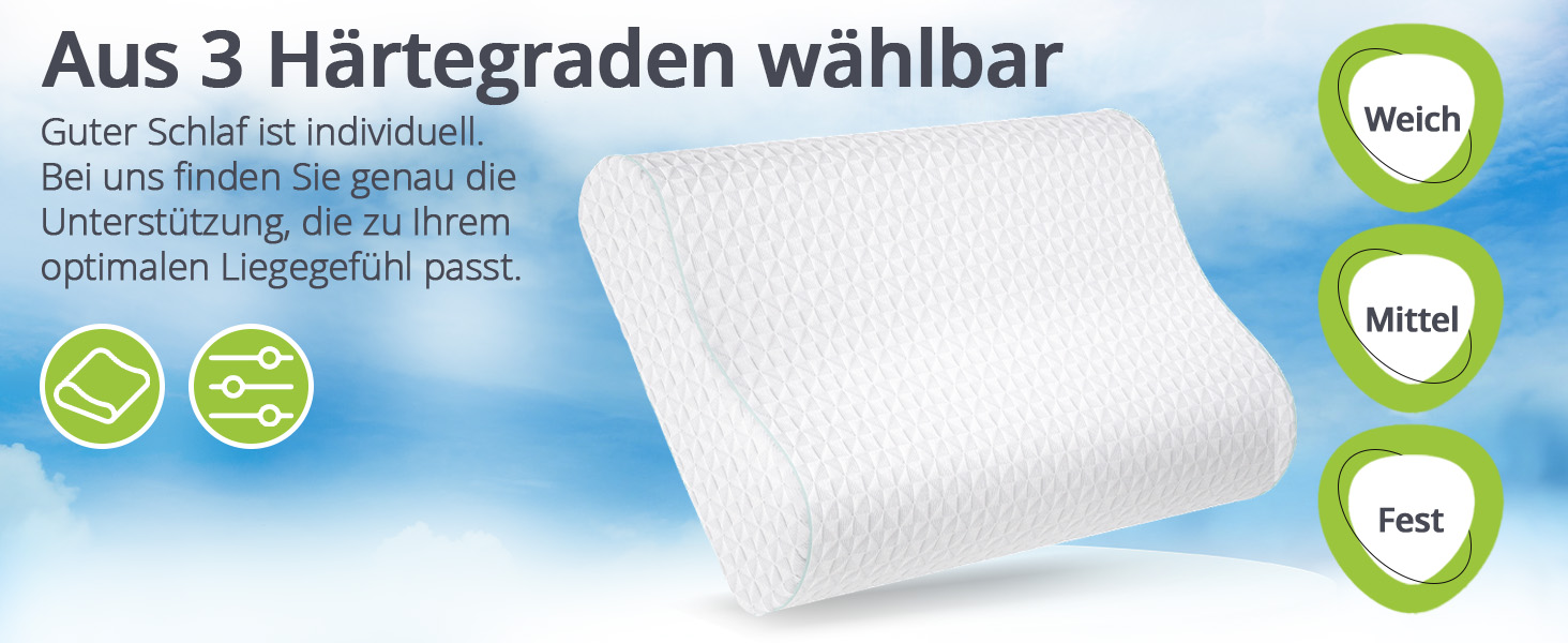 Ортопедична подушка Feela® для сну та підтримки шиї [3 ступені жорсткості] - Знімає біль у шиї та плечах, покращує якість сну та підтримує хребет | Регульована висота Подушка 60x40 см (середня жорсткість) 60x40 см - Середня