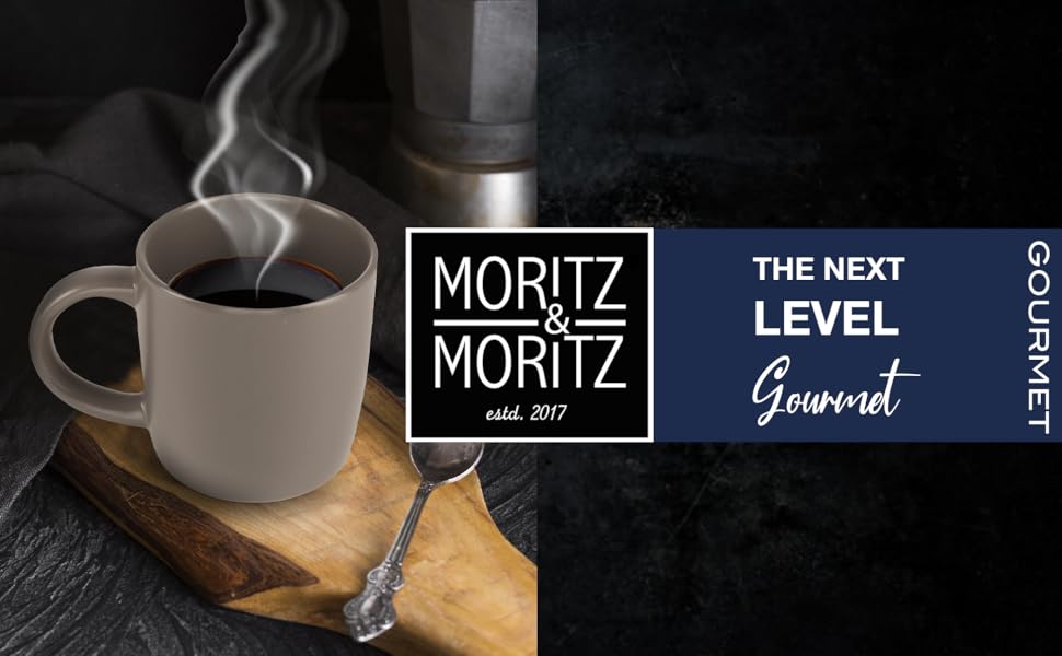 Набір кавових чашок Moritz & Moritz NORDIC, 6 шт., сірий колір, 300 мл, з ручкою, з якісного порцелянового каменю