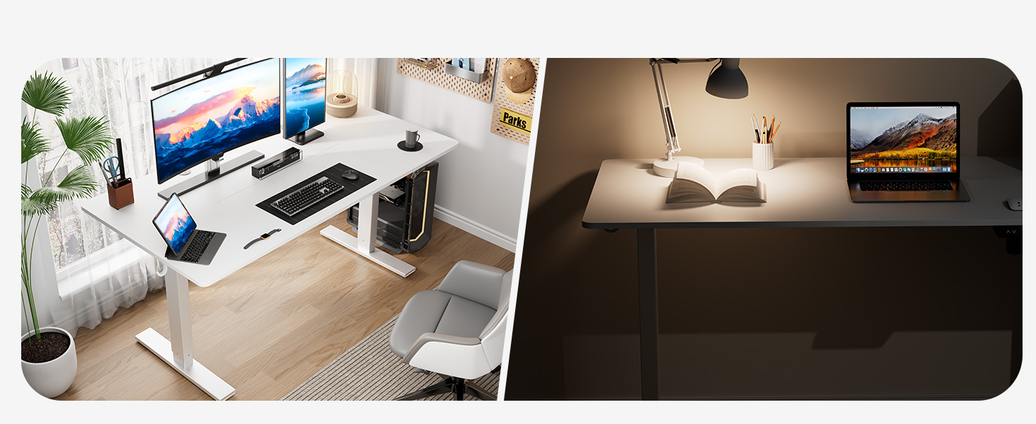 Електричний стіл з регулюванням висоти 60x110 см, з пам'яттю та захистом від зіткнень, для офісу, дому та геймінгу (білий)