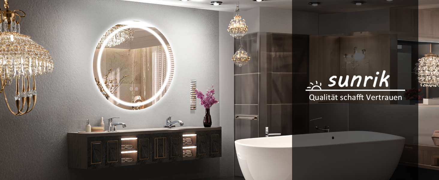 LED дзеркало для ванної кімнати 60x80 см з підсвічуванням, 3 кольори, регулювання яскравості, протитуманне покриття, сенсорне управління