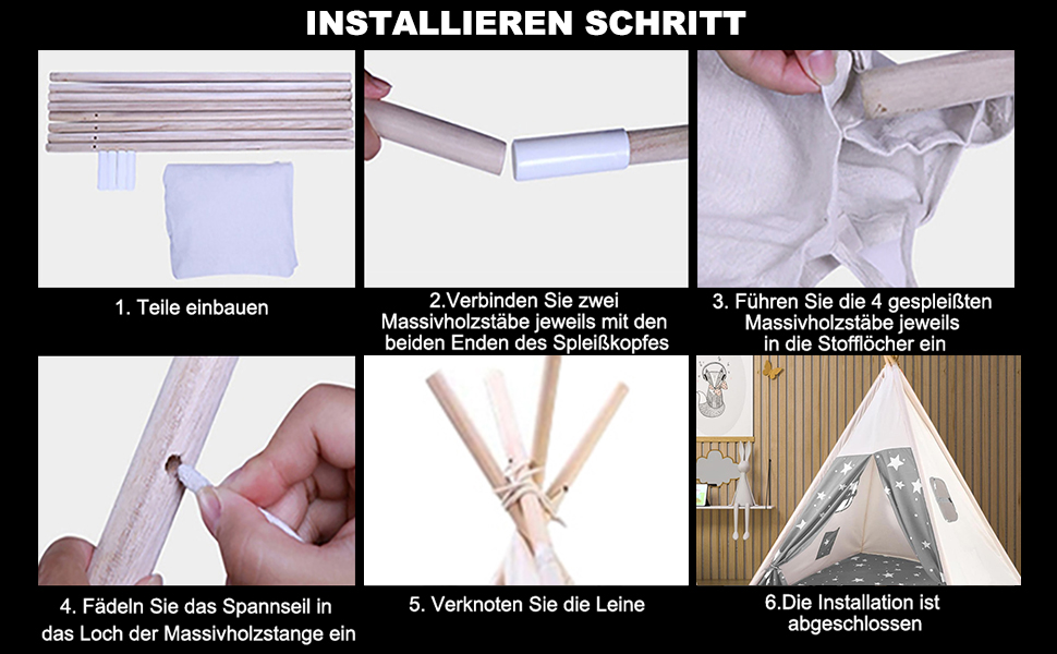 Дитячий намет-типі Kindertipi Dacron 120x120x160 см з вікном, миється, для дитячої кімнати, 4-х стовпчиків, білий (сірий та білий)