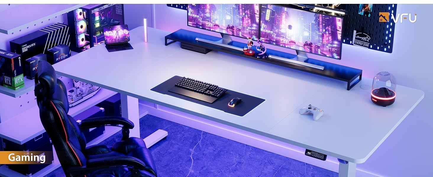 Регульований стіл для роботи з USB-C, електричний, з пам'яттю, стоячи/сидячи, комп'ютерний, для офісу, білий Pro, 200 x 80 см