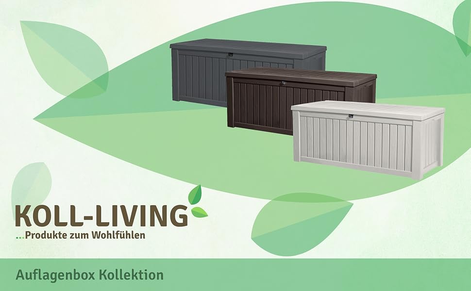 Ящик для подушок/зовнішній ящик Koll Living 570 л, водонепроникний, з вентиляцією, дерев'яний вигляд (антрацит), витримує до 250 кг