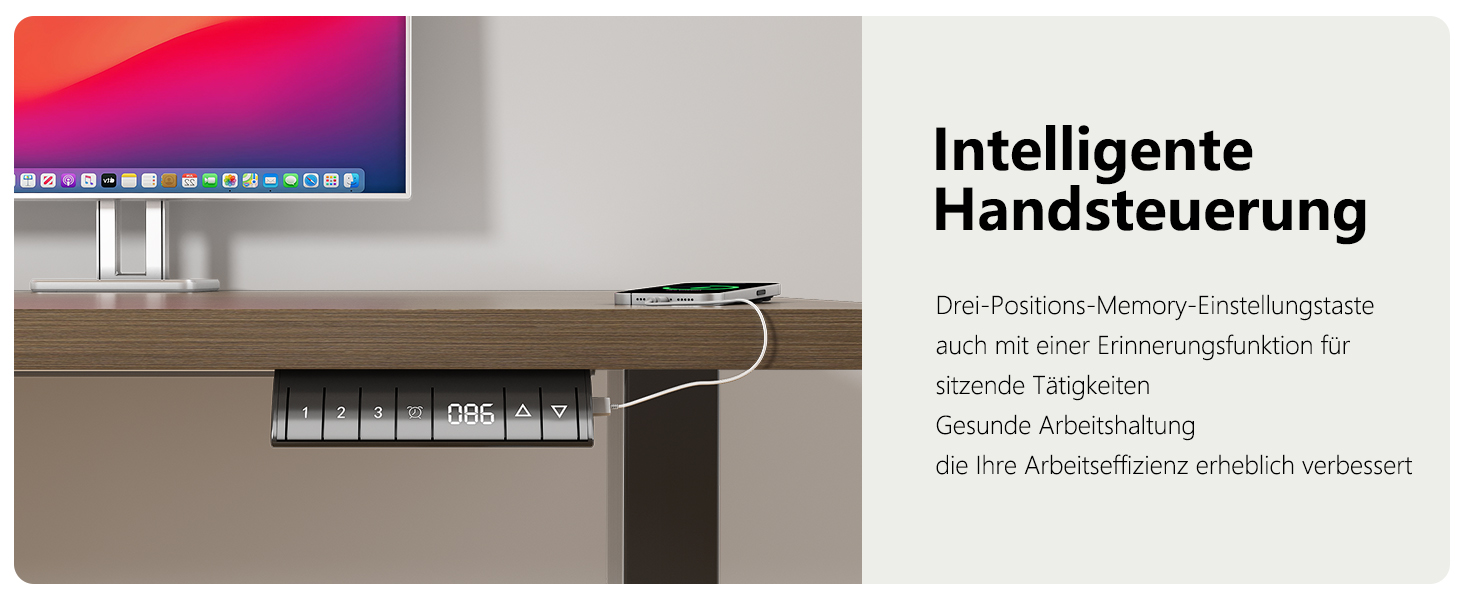 Регульований стіл Flamaker: електричний, з пам'яттю, для офісу, 180x80 см, колір горіх