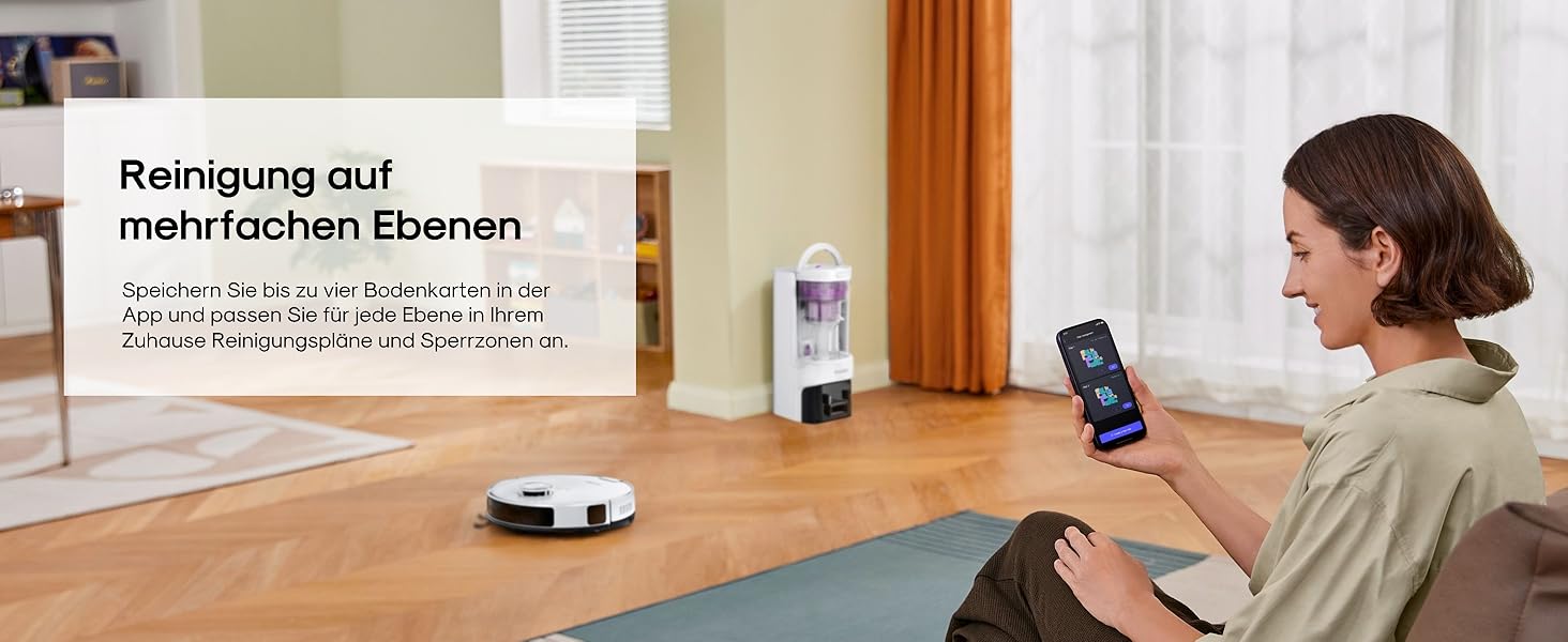 Робот-пилосос Eureka E20 Plus з потужністю 8000 Па, самостійною станцією очищення, функцією запобігання заплутування, 3D уникнення перешкод, 180 хвилин роботи, DuoDetect AI, білий