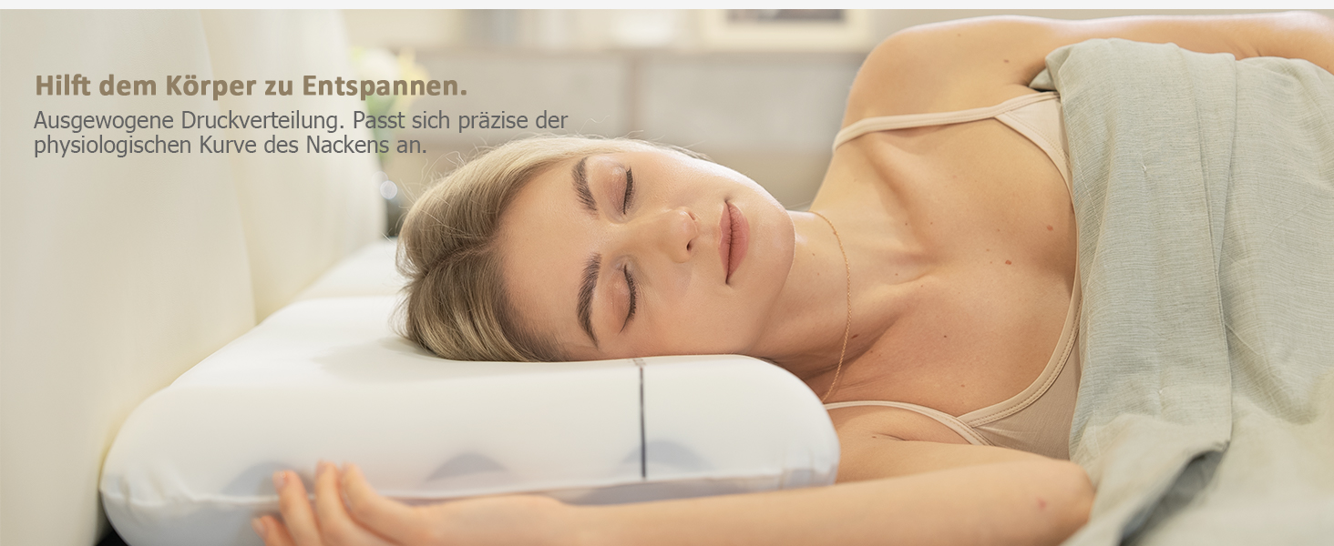 Подушка з піни Memory Foam Winthome з двосторонньою підтримкою (60x40x10 см, блакитна) з OEKO-TEX сертифікатом для сну на спині, боці та животі