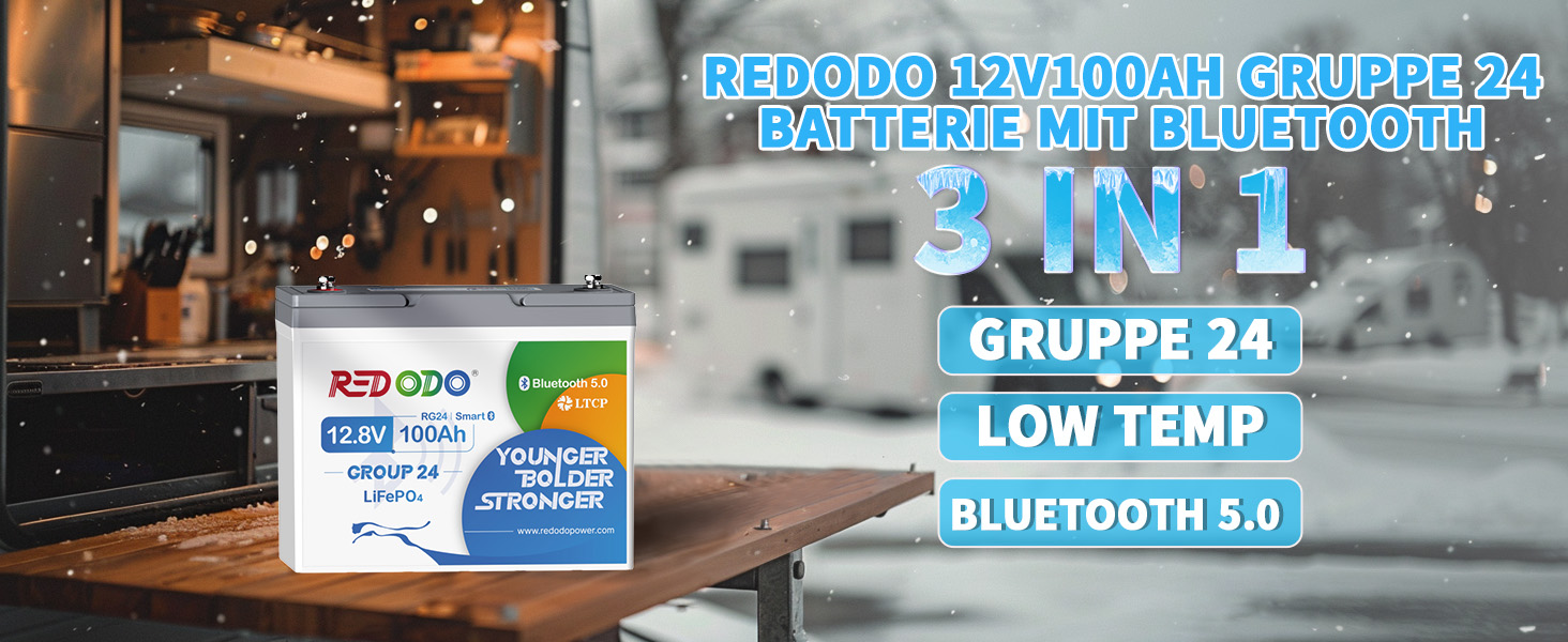 Акумулятор Redodo 12V 280Ah LiFePO4, 200A BMS, 3584Wh, для сонячної системи, автофургону, кемпінгу, човна, дому