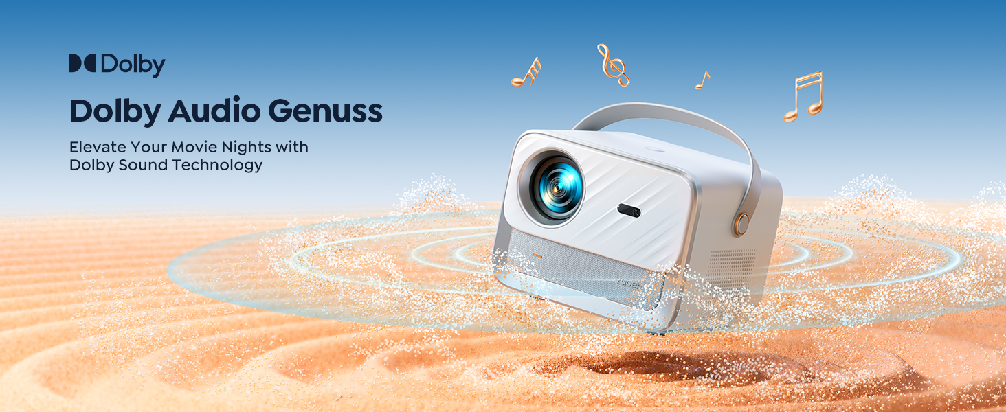 YABER V12 проєктор 4K: Full HD, WiFi6, Bluetooth 5.2, автофокус, 20W Dolby, для дому та на відкритому повітрі