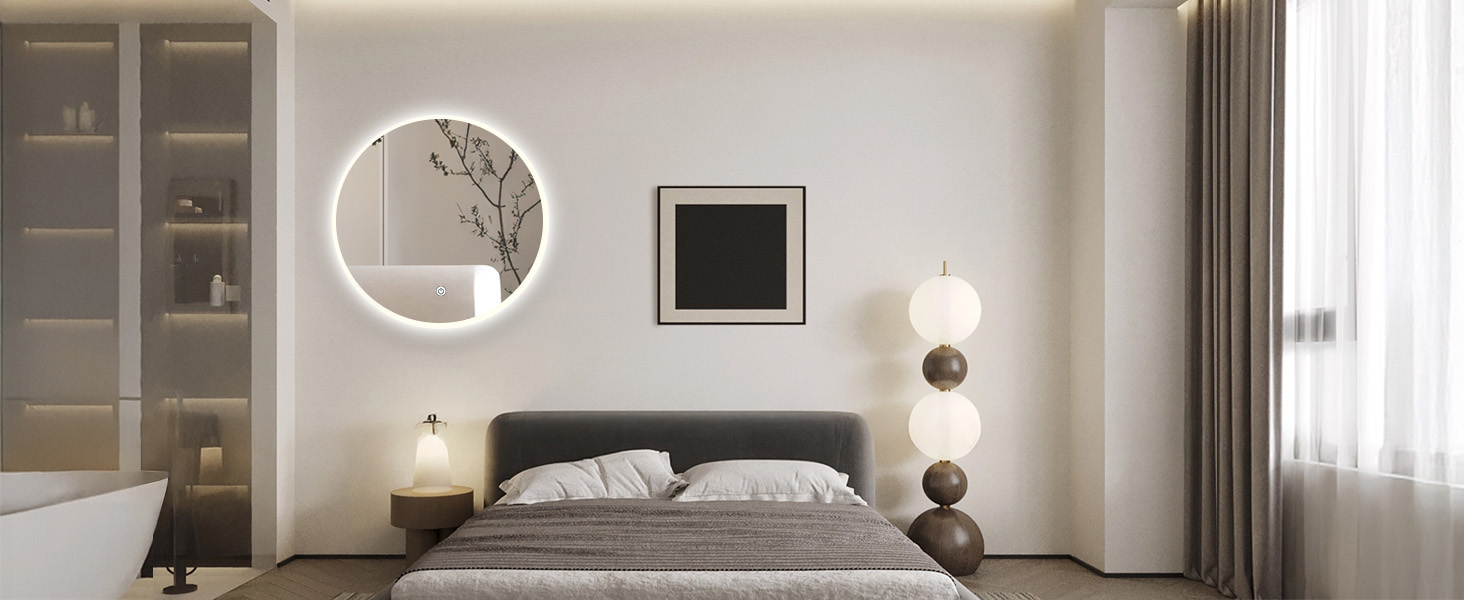 Дзеркало для ванної кімнати овальне з підсвічуванням 75x45 см, LED, сенсорне керування, зміна кольору світла (тепле/холодне/нейтральне)