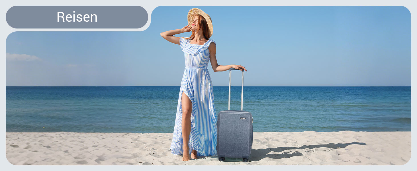 Чемодан KONO середнього розміру з жорсткою обшивкою, ABS+PC, 60L, білий/коричневий, з TSA замком