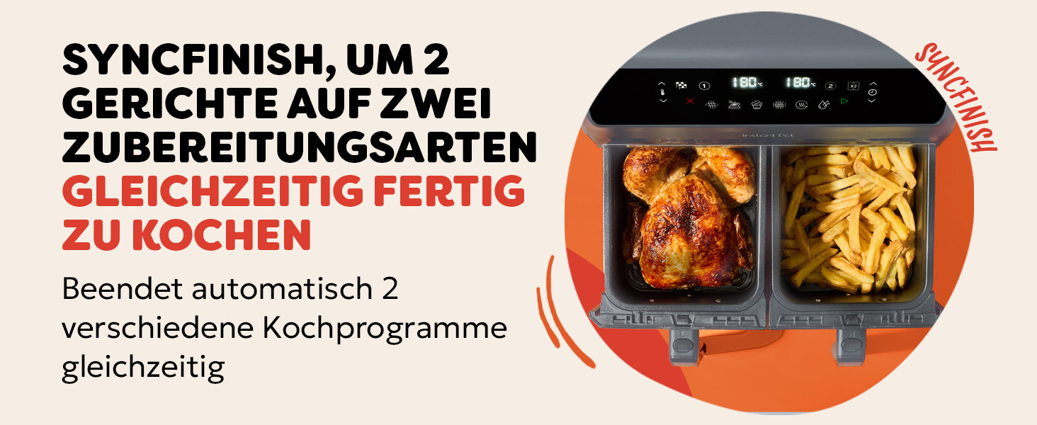 Фритюрниця повітряна Instant Pot Vortex Compact Trüffel Grau 5 л, сіра, 4-в-1: смаження, сушка, випікання, розігрів, антипригарне покриття, легко мити, для сім'ї