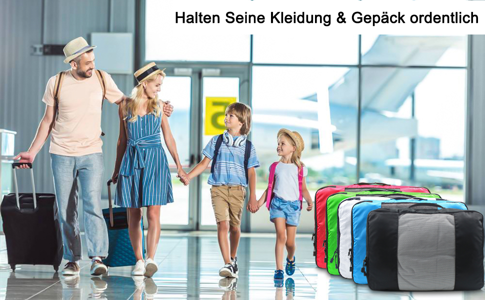 Набір органайзерів для одягу в подорож Netspower, 6 шт, сітчасті сумки для валізи, рюкзака та взуття, зелені