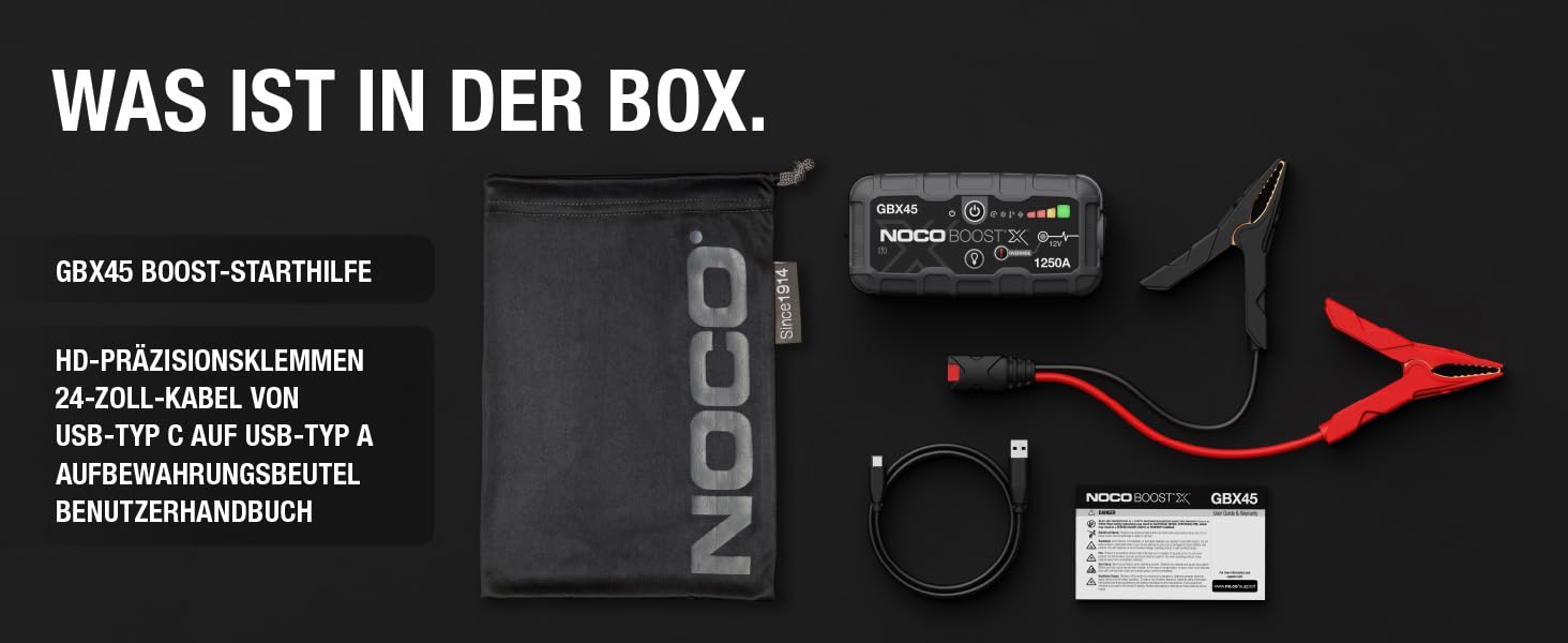NOCO Boost X GBX45: Портативний пусковий пристрій Powerbank – 1250A, для бензинових двигунів до 6.5L та дизельних до 4.0L