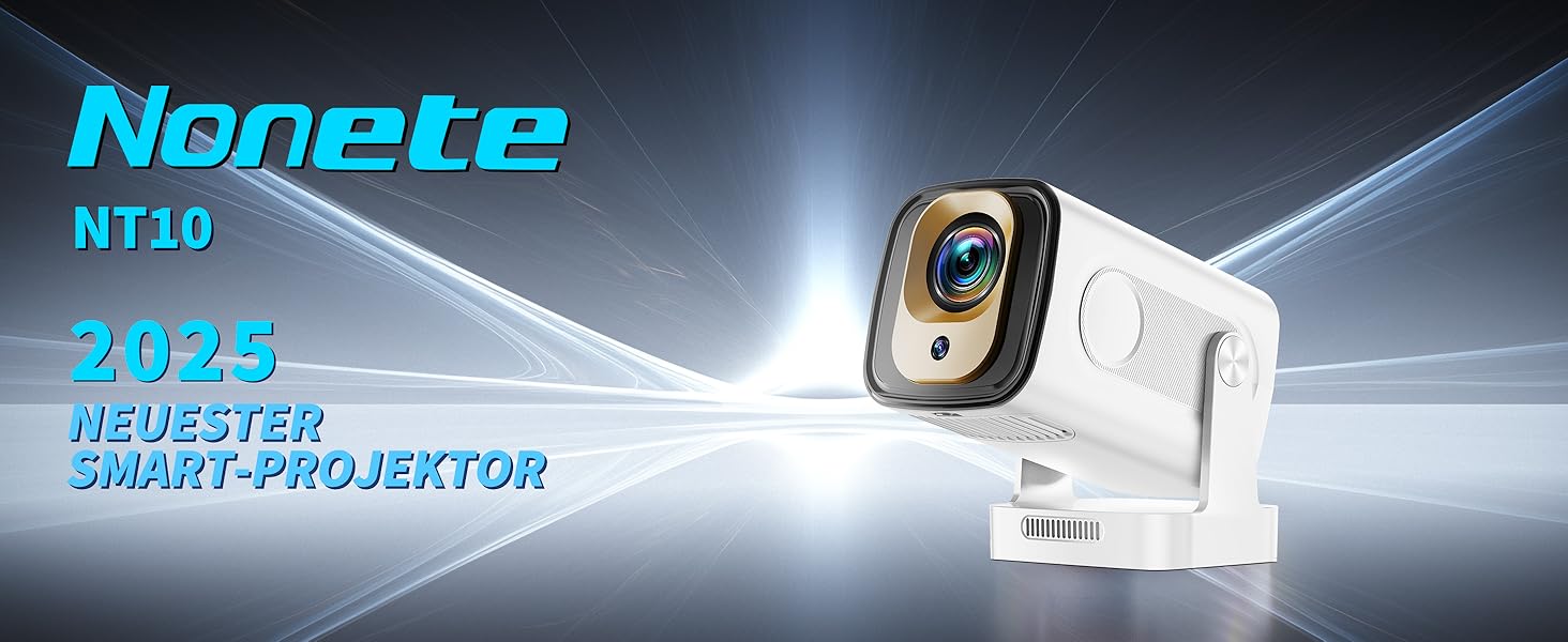 Портативний проєктор Mini Beamer 4K Full HD 1080P з Wi-Fi 6 та Bluetooth 5.2 (270° оберт, автоматична корекція трапеції, HDMI, USB, для ноутбука, білий) NT10-White