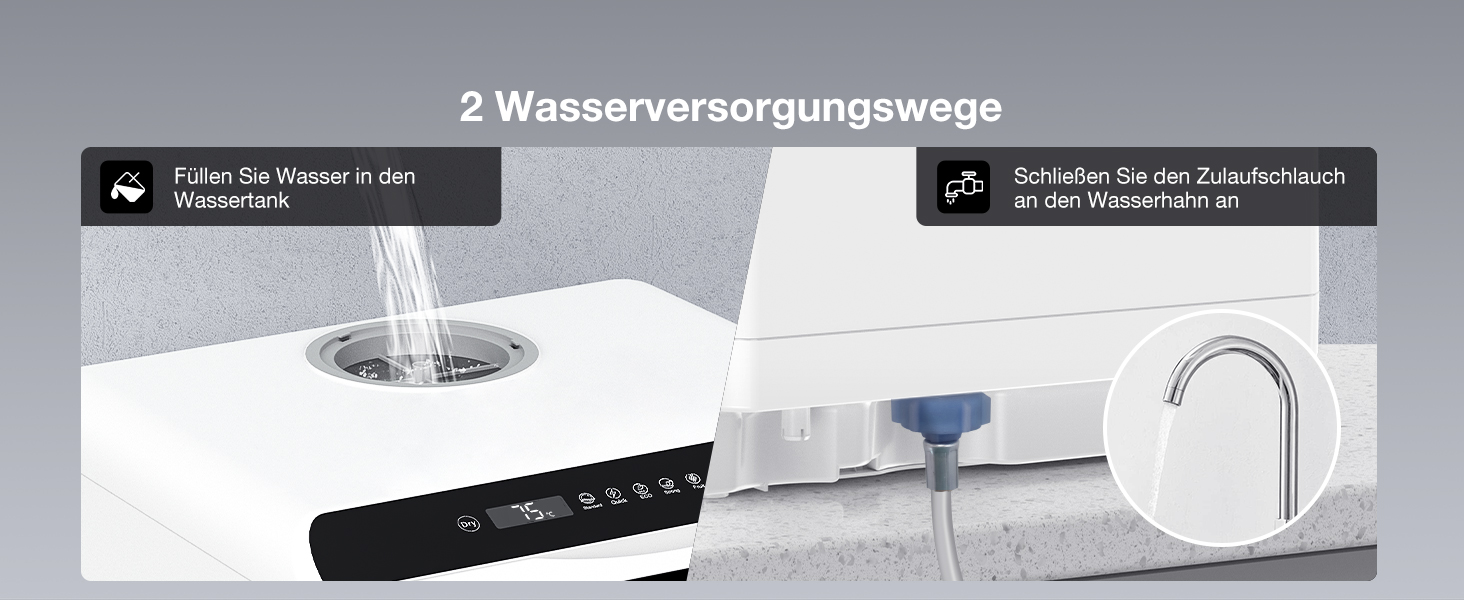 BLITZHOME Міні посудомийна машина з керуванням через додаток, 6 програм, портативна, 5л бак, з/без підключення до води, функція сушіння, для кемпінгу