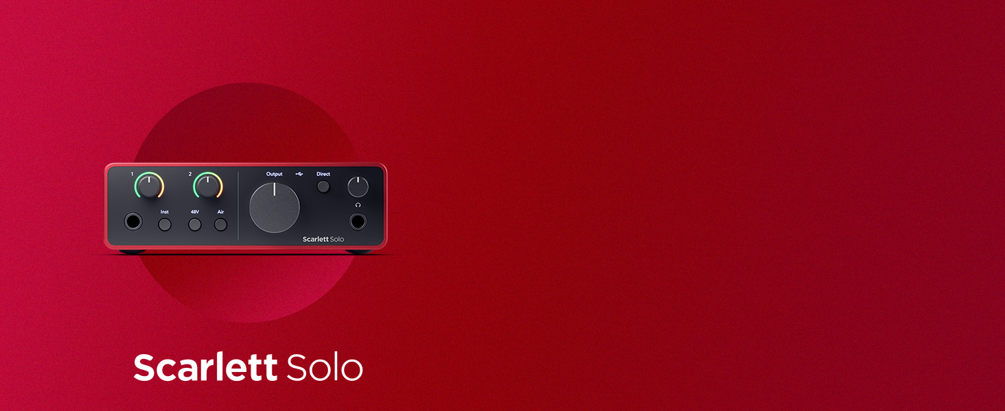 Focusrite Scarlett Solo 4 (4th Gen) USB аудіоінтерфейс для гітаристів, вокалістів та продюсерів - студійна якість звуку + ПО