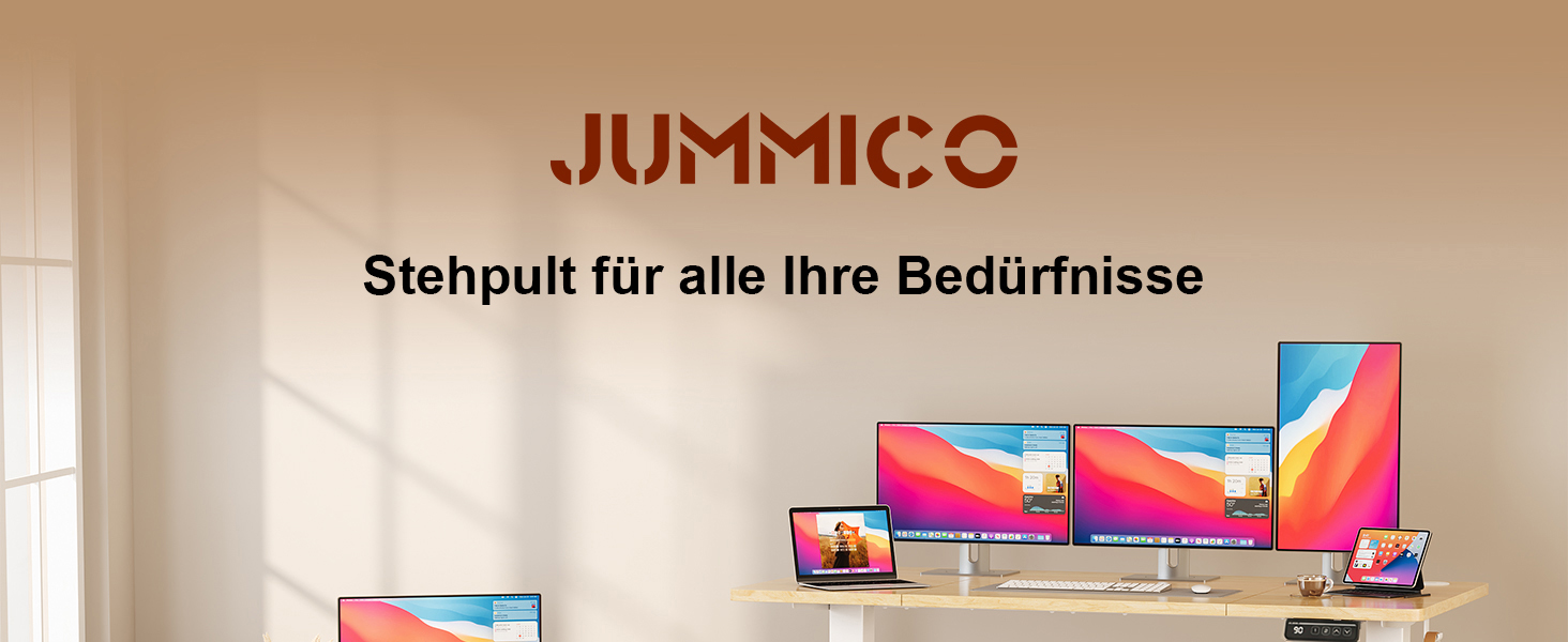 Електричний регульований стіл JUMMICO 140x60 см, бежевий - стоячий стіл з функцією пам'яті