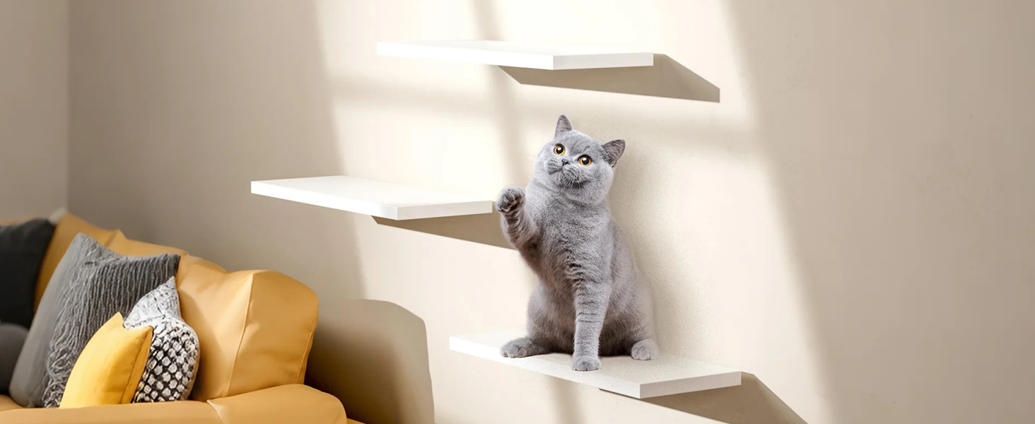 Набір полиць настінних OUDIE білі (3 шт), плаваючі полиці для вітальні, кухні, спальні, офісу, коридору 15x40x1.5 см