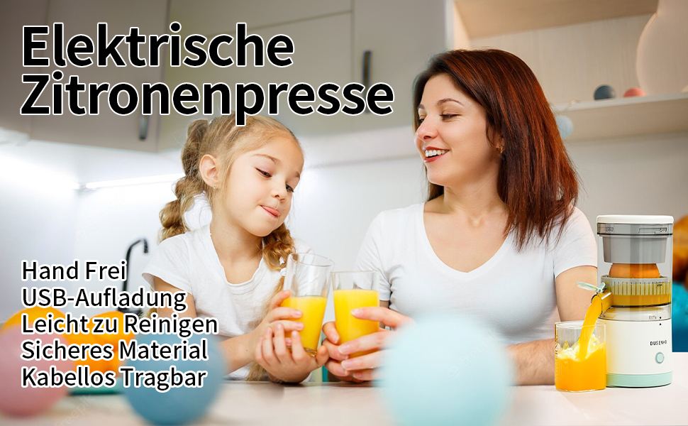 Електрична прес для цитрусових: соковитискач для апельсинів, лимонів та інших цитрусових (USB, портативний)