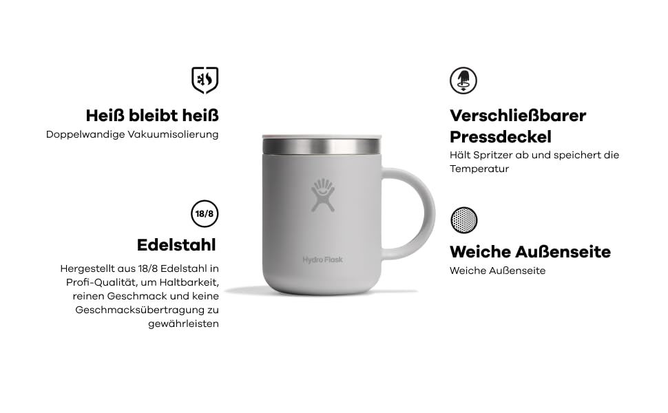 Термокружка Hydro Flask 354 мл (12 oz) з нержавіючої сталі, чорна, з кришкою та ручкою