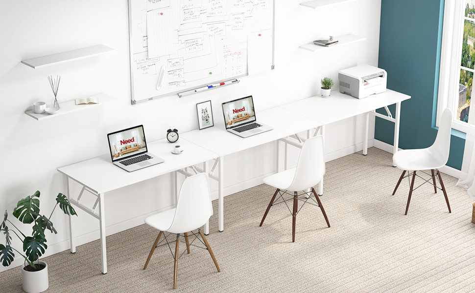 Розкладний стіл Комп'ютерний/Офісний/Конференційний 120x60 см з металевим каркасом, Колір: AC5AW (Білий)