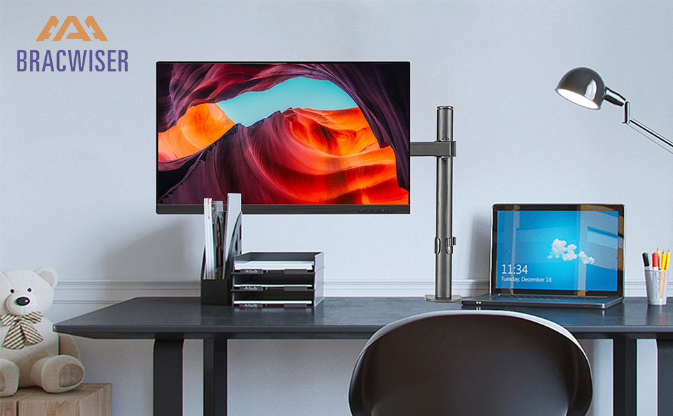 Кріплення для монітора Bracwiser - тримач для LCD/LED моніторів 13-32 дюймів, до 10 кг, регульована висота, VESA 75x75/100x100, чорний
