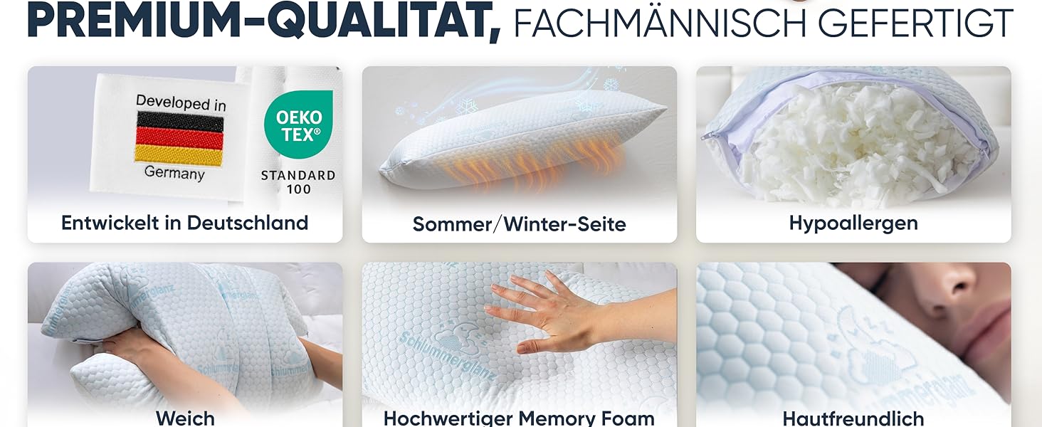 Подушка з піною з пам'яті - подушка 40x80, регульована висота - подушки для сну для тих, хто спить на боці та інші - преміум наповнювач проти болю в шиї - легкий вибір потрібної висоти