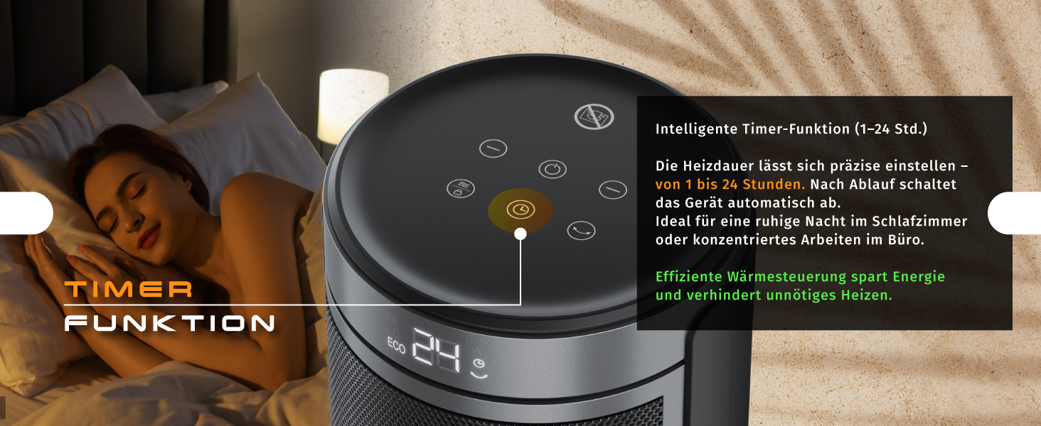 Тепловий обігрівач Brandson ECO Design з дистанційним керуванням, ECO-режимом та осциляцією, 2 рівні потужності, захист від перегріву та перекидання, колір Cool Grey