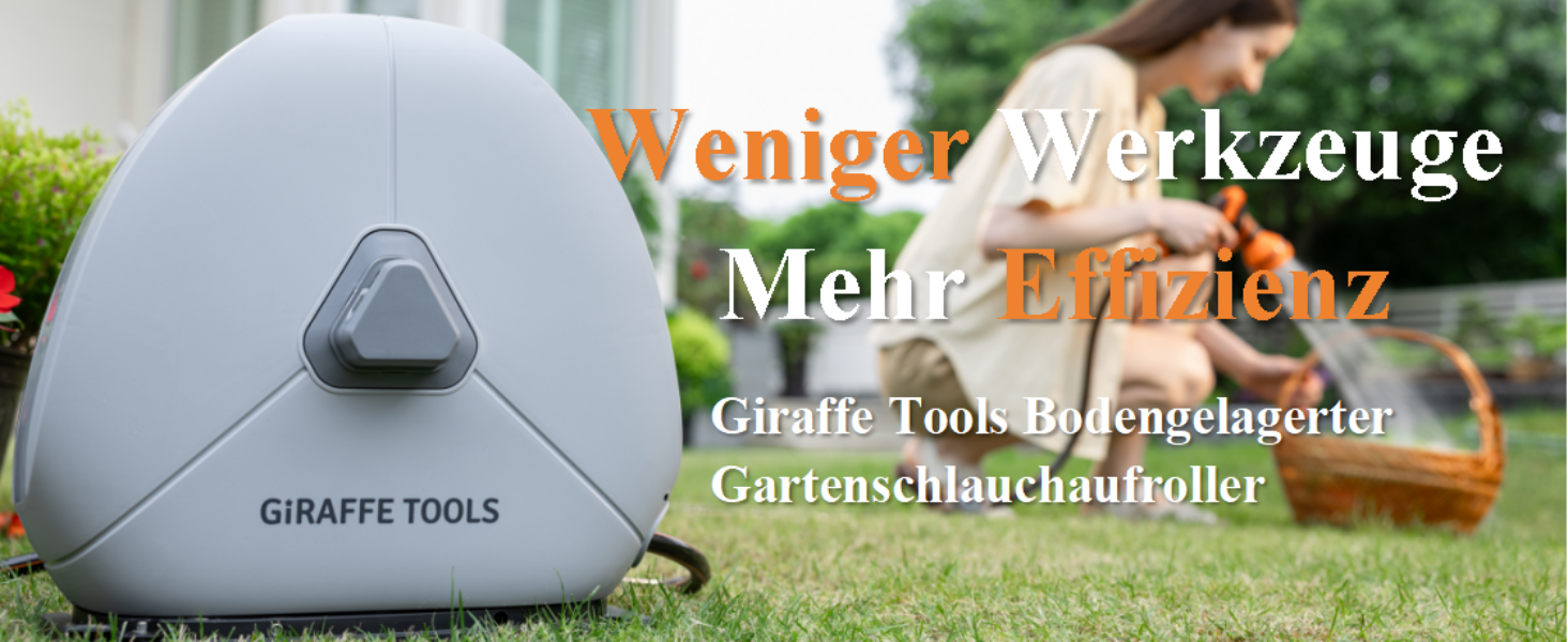 Тросовий барабан для садового шланга Giraffe Tools 25 м з висувною конструкцією, міцною основою, 7-функціональною насадкою та 360° поворотним кріпленням