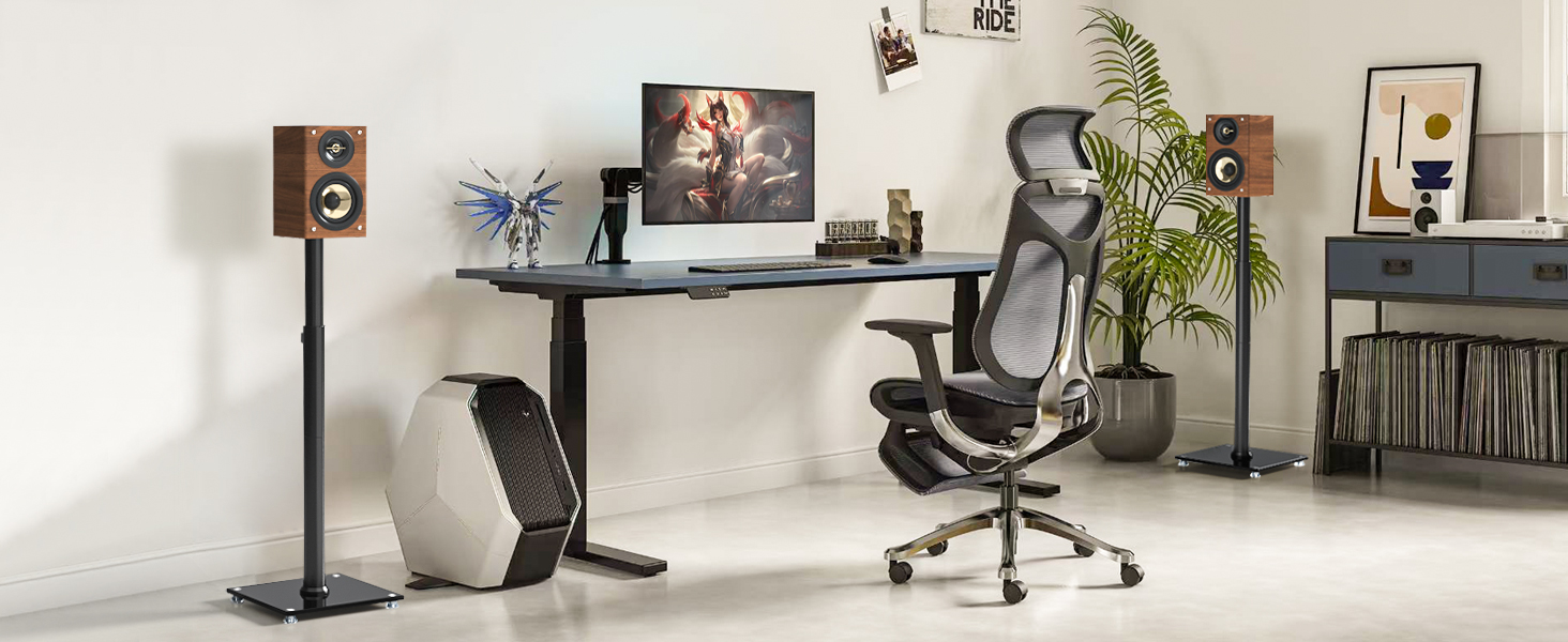 Підставка для колонок 5Rcom з кабелепроводом, регульована по висоті, пара. Підходить для саундбарів, студійних моніторів та колонок. Максимальне навантаження: 5 кг