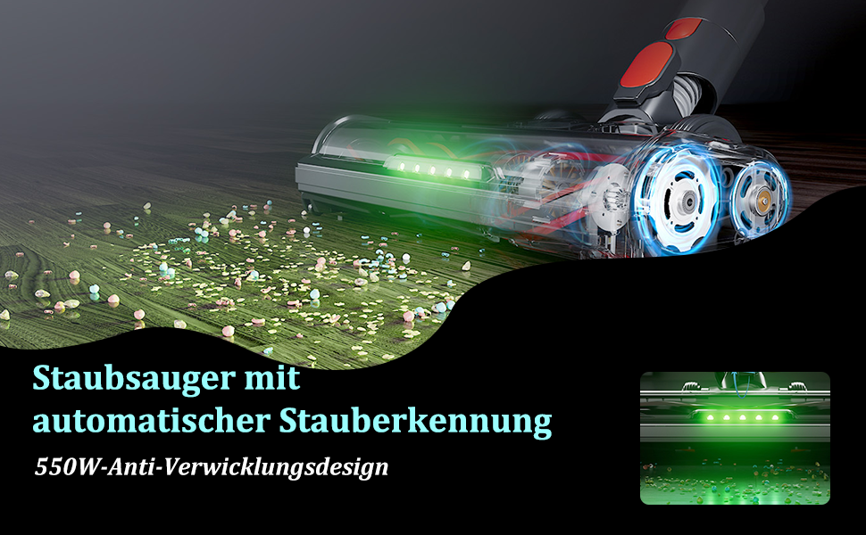 Bergxperten Orizom: Акумуляторний пилосос з автоматичним визначенням пилу, 60 хв роботи, без мішка, для килимів, твердих підлог та шерсті тварин, 550 Вт, оранжевий