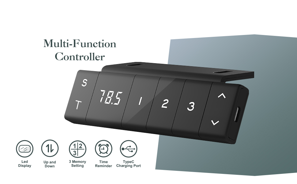 Електричний регульований стіл Airfish з USB-C зарядкою, керуванням кабелів та 3 рівнями пам'яті (білий, чорний), 180 x 80 см