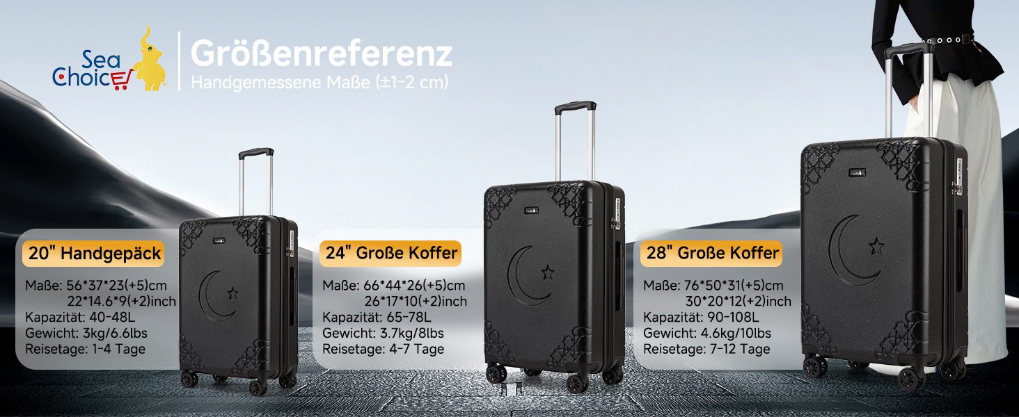 Набір валіз Sea Choice 3 шт. з жорстким корпусом, розширюваний, легкий, з TSA замком, бежевий