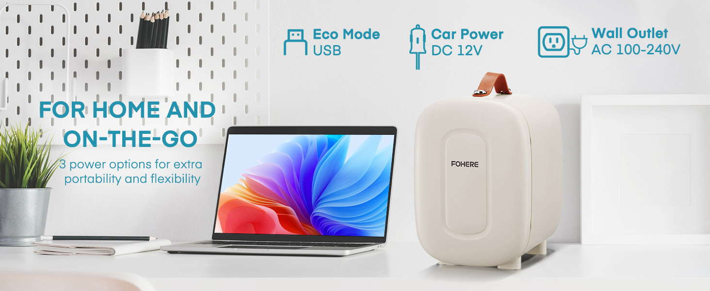 Міні холодильник FOHERE 5 літрів, USB живлення, 220V/12V, для напоїв та догляду за шкірою, білий