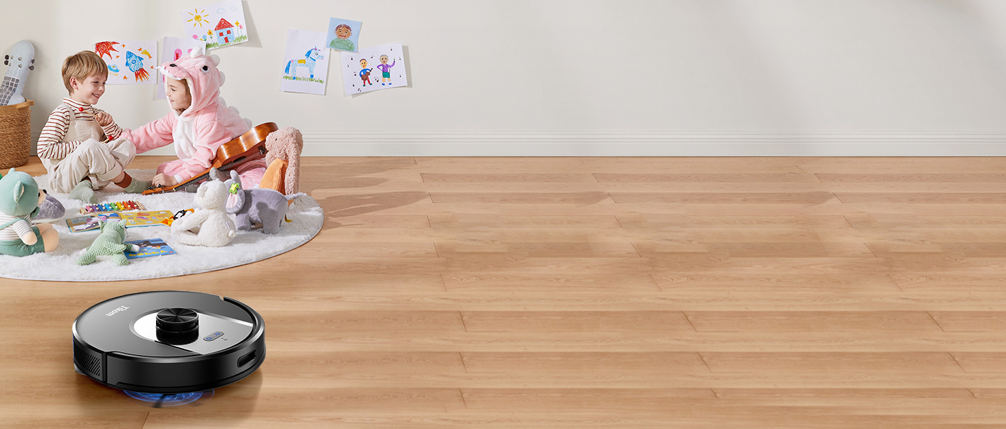 Робот-пилосос з функцією миття Tikom L8000 Pro, 6000Pa, LiDAR, 150 хв, APP, 14 зон, для тварин, килимів та твердих підлог, чорний