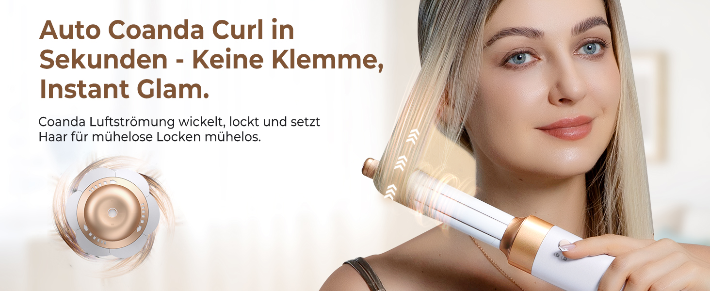 UKLISS Hairstyler 7 в 1: Професійний фен-щітка, стайлер для волосся, набір для укладки з повітряним обдувом 110 000 об/хв, білий