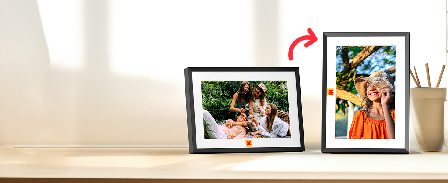 Цифровий фоторамка Kodak 10 дюймів з Wi-Fi, 32GB, IPS HD сенсорний екран, автоповорот, чорний