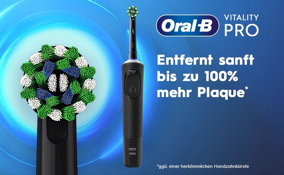 Електрична зубна щітка Oral-B Vitality Pro з 3 режимами чищення та насадкою Protect X Clean, чорна