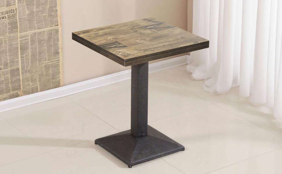 Стол кухонний Homewell квадратний на одній ніжці, 60x60x75 см, коричневий (вінтажний дизайн годинника), для 4 осіб