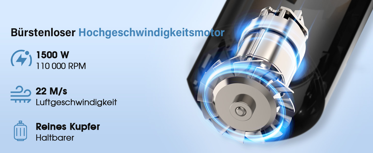 Професійний фен для волосся з дифузором, безщітковий мотор 110 000 об/хв, 400 млн плазмових іонів, низький рівень шуму 57дБ, сірий