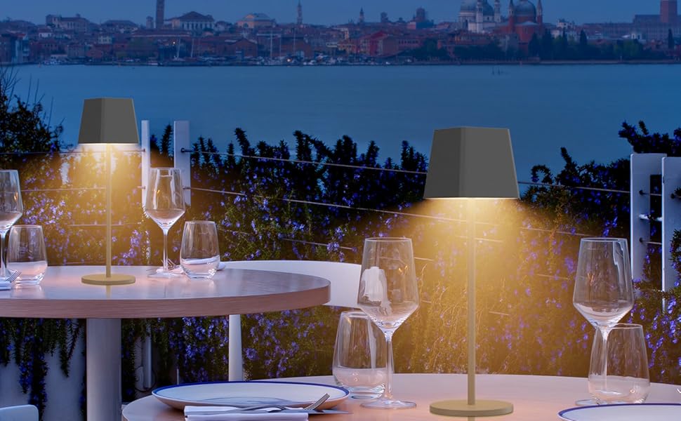 LED-лампа K-Bright на акумуляторі, диммер, тепле світло, для дому та вулиці, USB-C, 3000K, темно-сірий