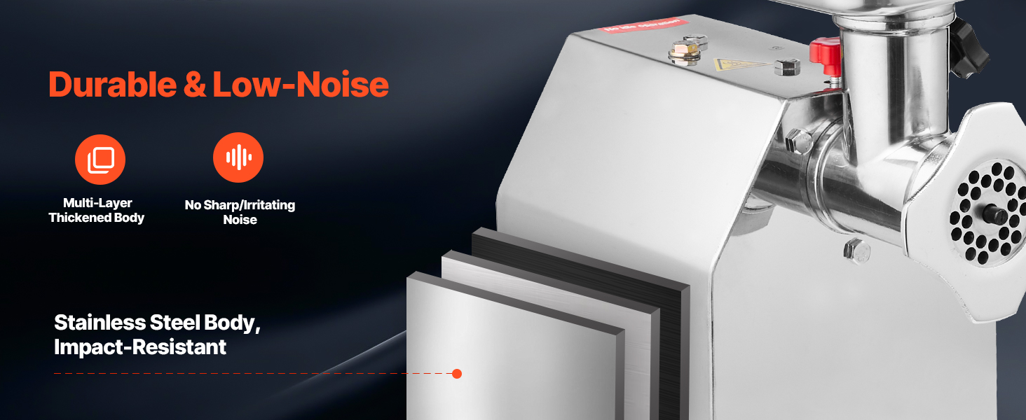 Електрична м'ясоподрібнювач VEVOR, 850 Вт, 3.2 кг/хв, з лезом та диском, для кухні та ресторану