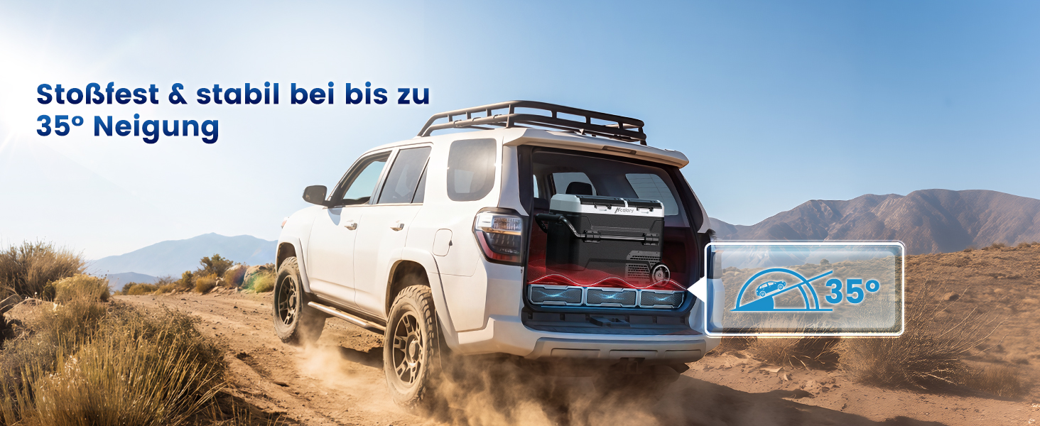 Автомобільний компресорний холодильник 50л з Bluetooth, 12/24/230V, подвійне регулювання температури (-20°C до 20°C), колеса, перегородка, тихий (45 дБ) для авто, кемпінгу, каравану